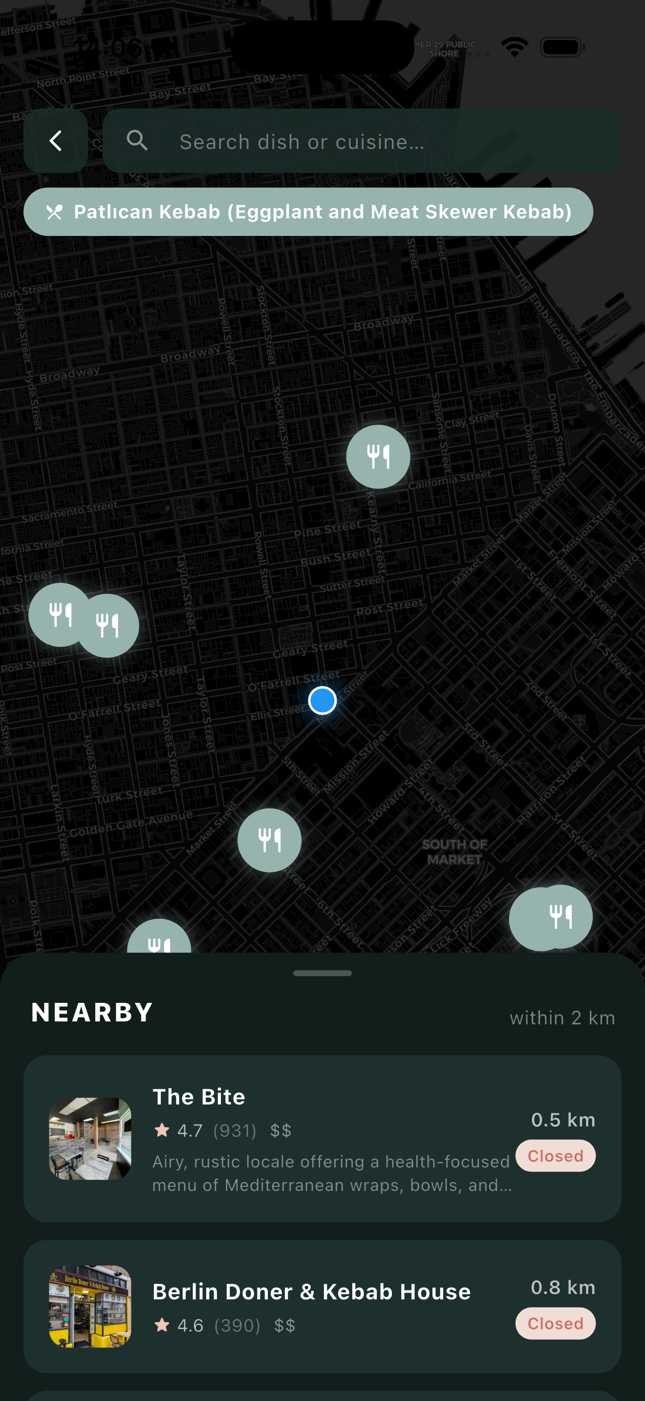 Onai nearby restaurants screen