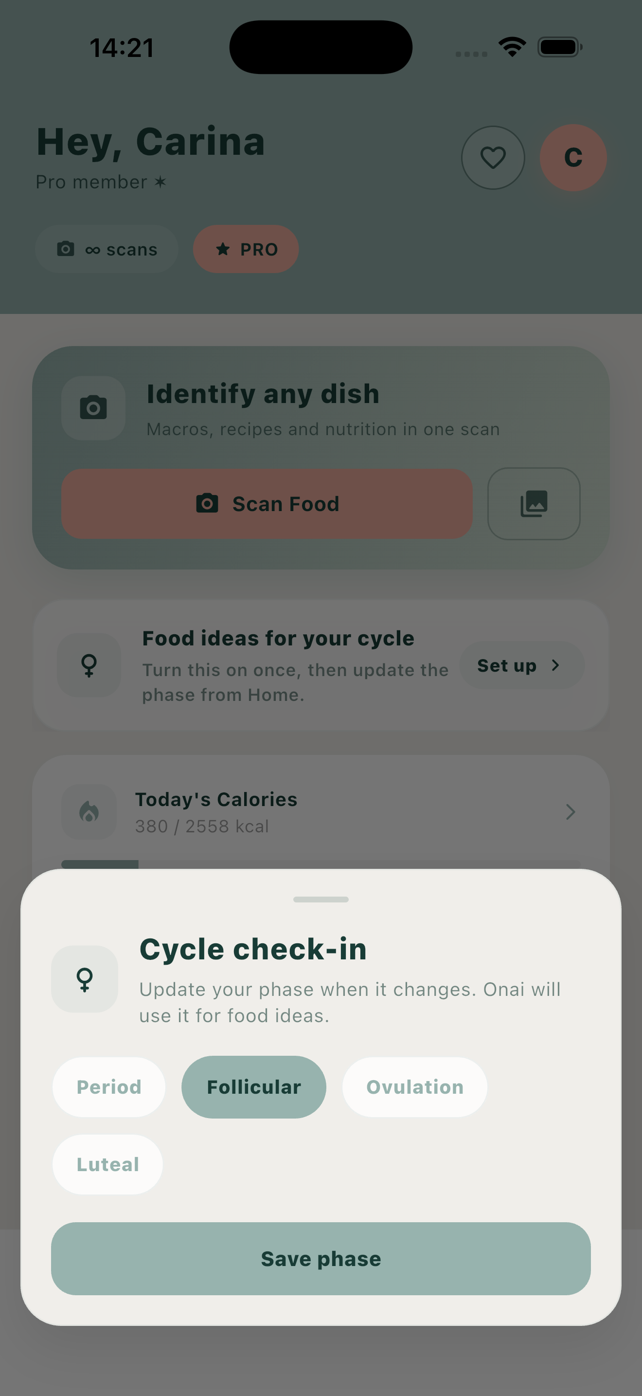 Onai optional cycle check-in